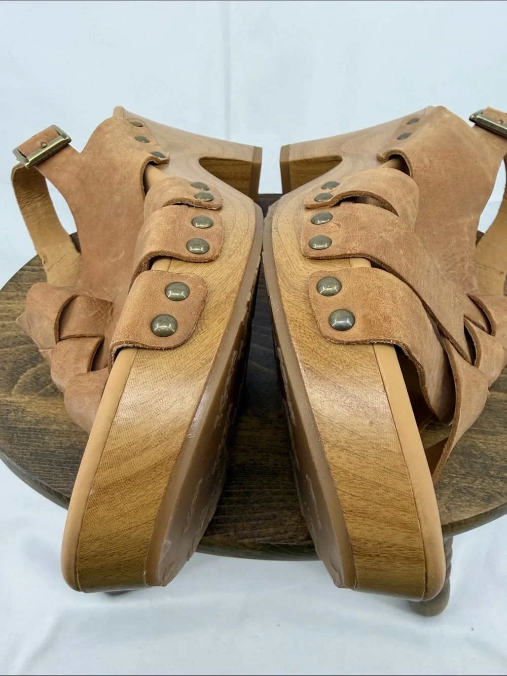 Korks Womens Berengo Woven Tan Block Slingback Woven Platform Sandals, 11